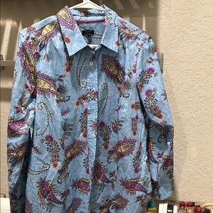 Talbots Blue Paisley Button Down Shirt